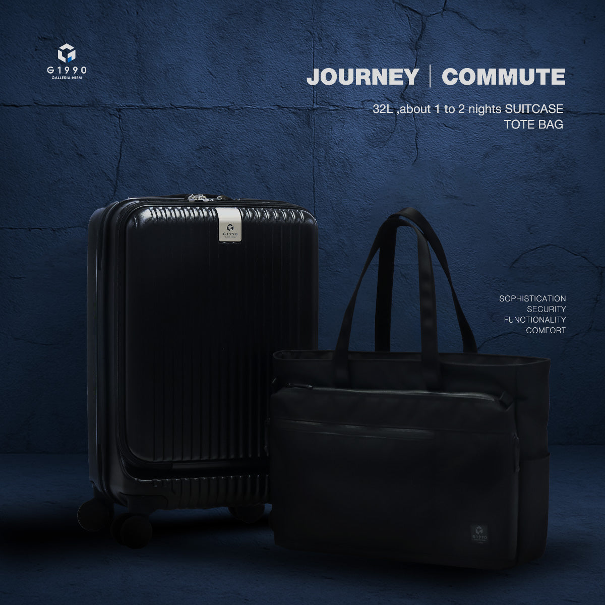 G1990 COMMUTE JOURNEY BUSINESS TOTE BAG + CARRY-ON SUITCASE B01001-02 G10001-01