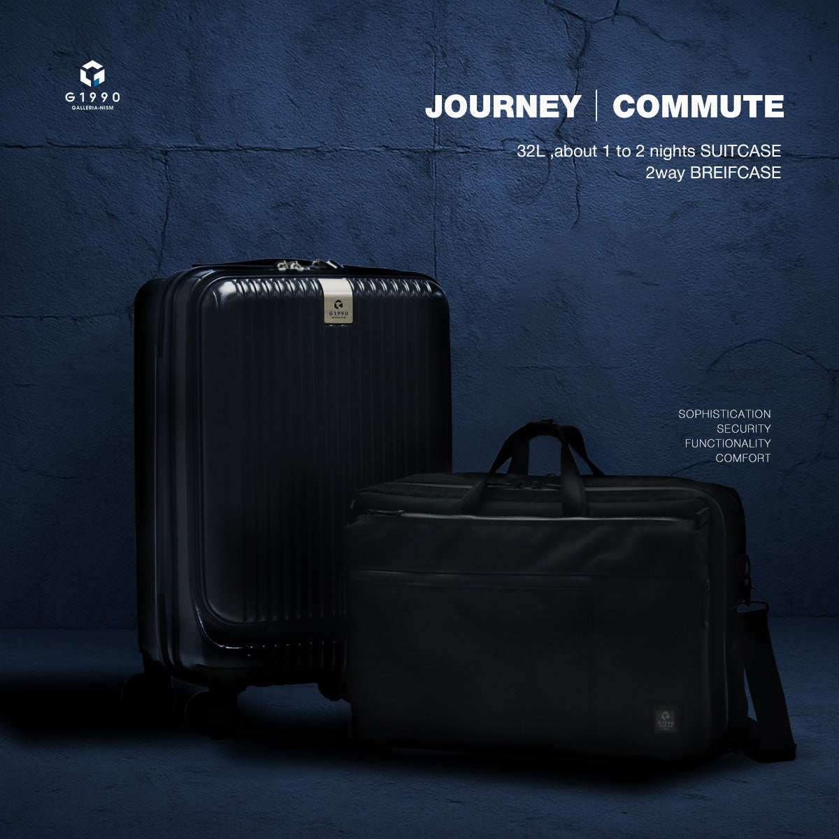 G1990 COMMUTE JOURNEY 2WAY BRIEFCASE + CARRY-ON SUITCASE B01001-03 G10001-01