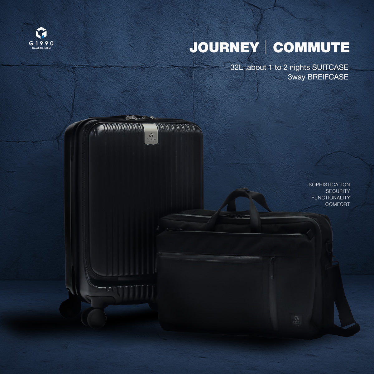 G1990 COMMUTE JOURNEY 3WAY BRIEFCASE + CARRY-ON SUITCASE B01001-04 G10001-01