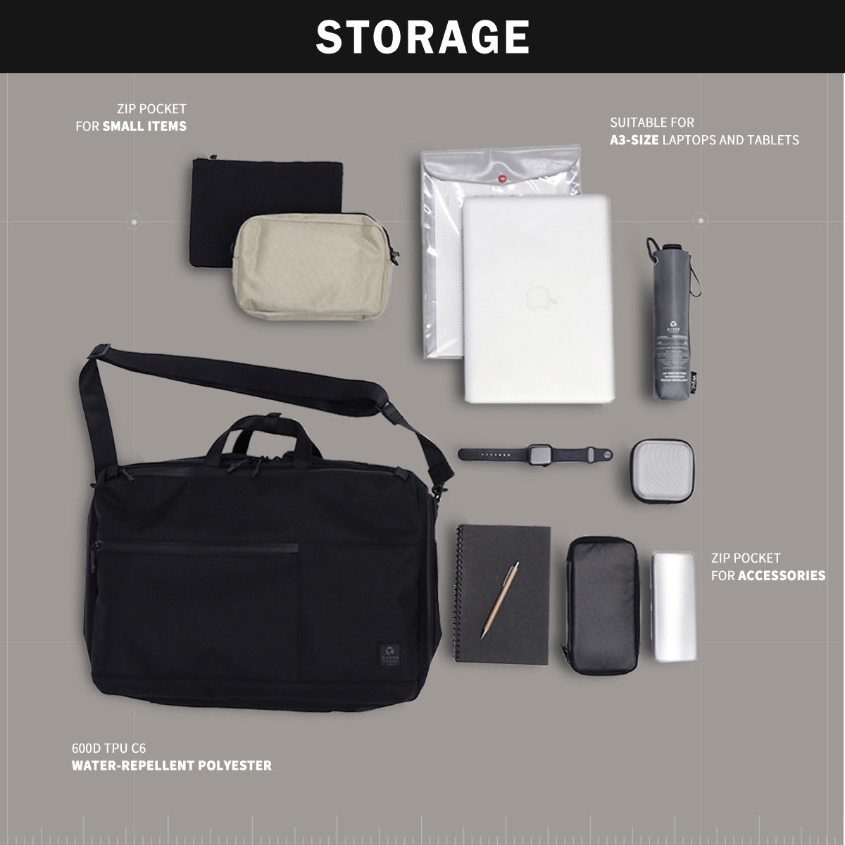 G1990 COMMUTE 2025 3WAY OVERNIGHT BRIEFCASE B01001-05